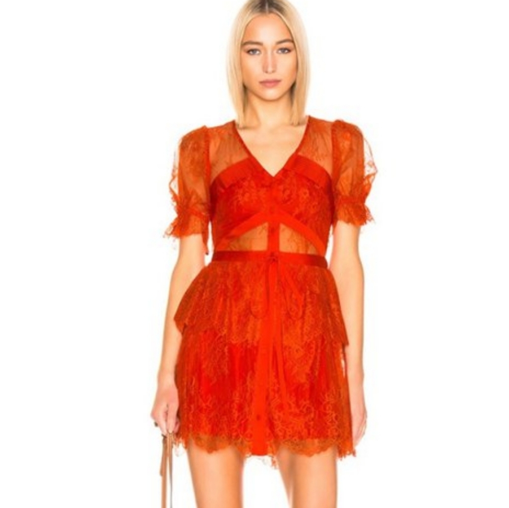 Self Portrait Floral Fine Lace Mini Dress
UK8，US4